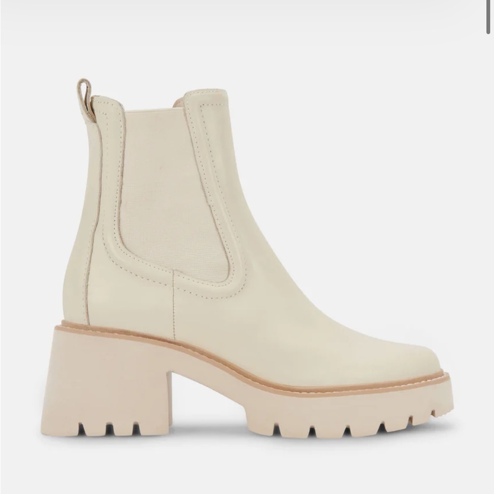 Dolce Vita Cream Chunky Chelsea Ankle Boots